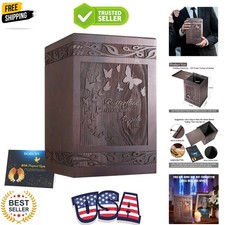 Cremation Urns for Human Ashes Adult Male Female, Wooden Carved Urns Box for ...