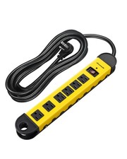 Metal Power Strip, 6-Outlet Heavy Duty Surge Protector with 15FT Long Cord