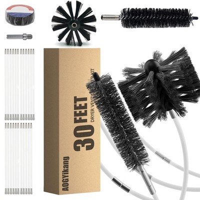 30 Feet Dryer Vent Cleaning Brush Kit, Multi-Scene Durability Chimney Brush w...