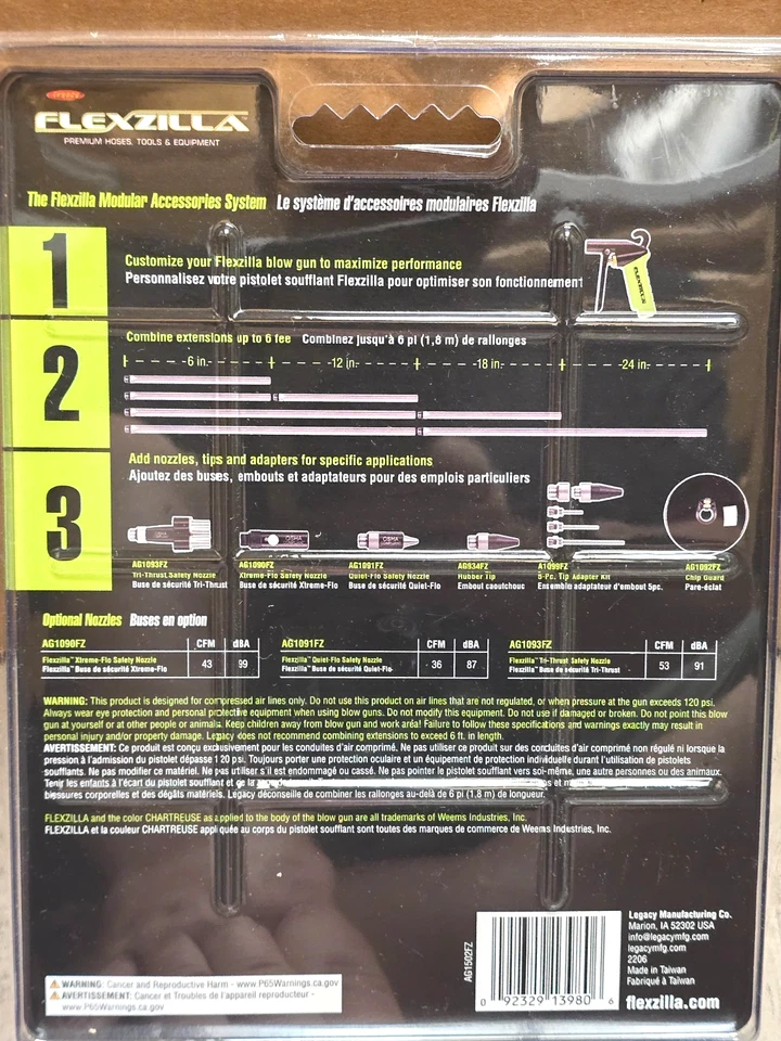 Pistola de soplado de aire de seguridad de flujo extremo Legacy Flexzilla X1, compatible con OSHA #AG1502FZ Foto 2 de 2