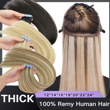 THICK Russian Tape In Human Remi Hair Extensions Remy Skin Weft FULL HEAD Blonde