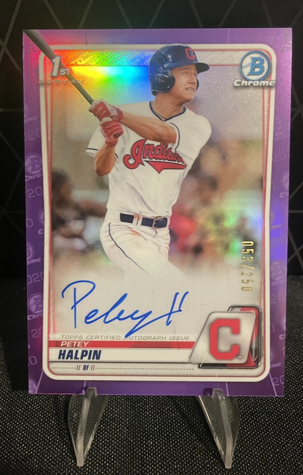 2020 Bowman Chrome Petey Halpin 1st Auto Purple Refractor /250 