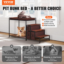 Pet Bunk Bed with Stairs, Indoor Use Dark Brown 