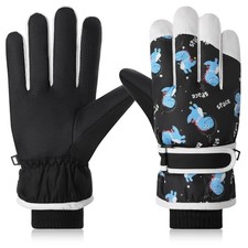 Ski Gloves for Kids, Waterproof Snow Gloves Cold Weather, Touchscreen Black