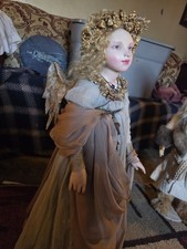 Fabric Angel Figurine Gold/Beige 28 in Free S...