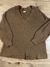 American Eagle Woman's V-Neck Oversized Sweater, Brown, L