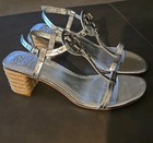 #310  Tory Burch Miller Wedge Sandals Size 10 M SILVER — photo 2