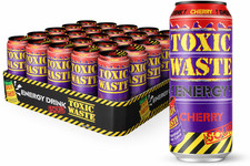 24 x 500ml Toxic Waste Sour Cherry Low Sugar Energy Drink Cans Value Pack