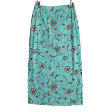 VTG Talbots Floral Paisley Maxi Wrap Skirt Womens 6 Blue Boho Stretch 27 x 35
