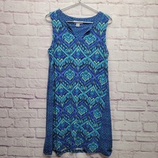 Tommy Bahama Geometric Ikat Shift Dress Sz M Stretch Beach Boho Chic Resortwear
