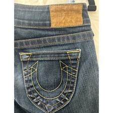 True Religion Womens Low Rise Skinny Jeans Dark Wash Blue Size 25 Made in USA