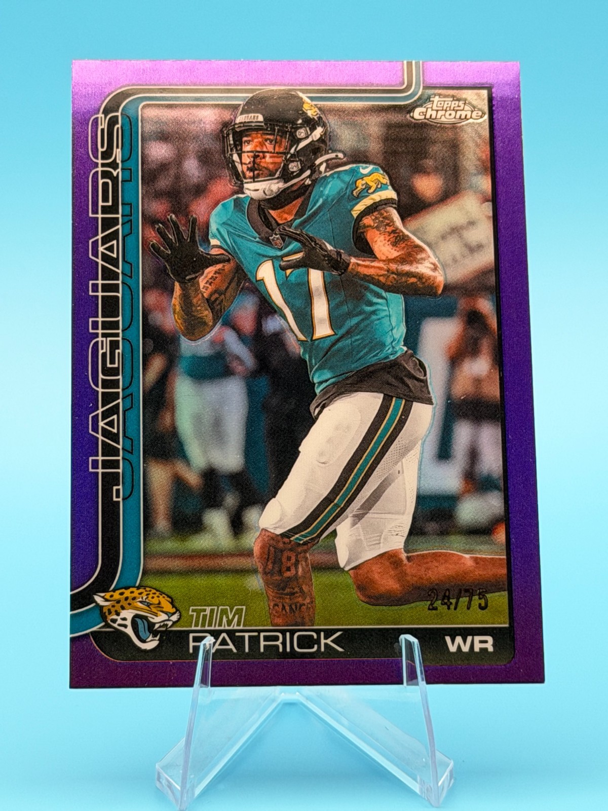 2025 Topps Chrome Tim Patrick #96 Purple 24/75 Jacksonville Jaguars