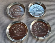 Vintage Set of 4 Stanhome Stanley Home Products Aluminum Beverage Coasters