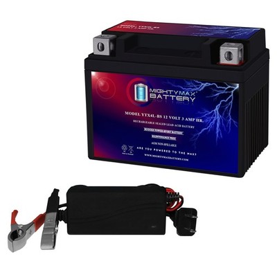 Mighty Max YTX4L-BS Battery Replacement for Honda CRF450R 17 + 12V 1Amp Charger