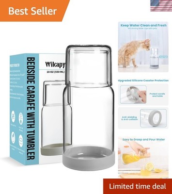 Elegant Borosilicate Glass Bedside Carafe & Glass Set with Silicone Coaster