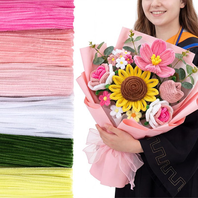 500 Pcs Pipe Cleaners for DIY Flower Bouquets, Chenille Stems for Graduation Bou