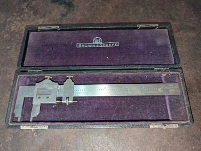 VTG Brown & Sharpe No. 570 Vernier Caliper 7'' Purple Lined Case Outside/Inside