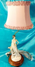 Vintage Belcair Copodimonte 30s Women Figurine Table Lamp With Shade VGC Working