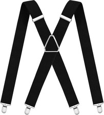 Mens Adjustable Suspenders X-Back Elastic Braces with 4 Metal Clips