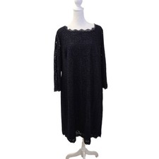 Adrianna Papell Evening Lace Overlay 3/4 Sleeve Shift Dress Size 22W