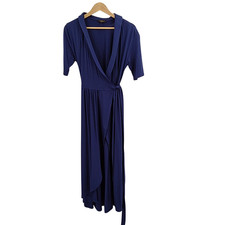 Quince Women Tencel Jersey Midi Wrap Dress Navy L