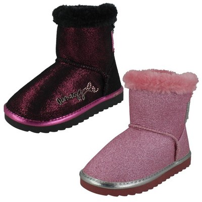 Mädchen Ananas flache warm gefütterte bequeme Glitzer Stiefel H4R194