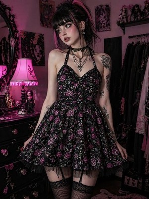 Hot Topic Dress XL Floral Ladybug Whimsigoth Fairy Grunge Goth Coquette Dollcore