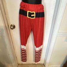 Santa Claus Costume Pants Red Black White Yellow with Belt Design for women