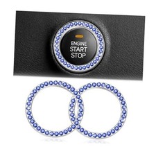 Bling Car Engine Start Ring Decals, 2PCS Crystal Rhinestone Vehicle Light Blue