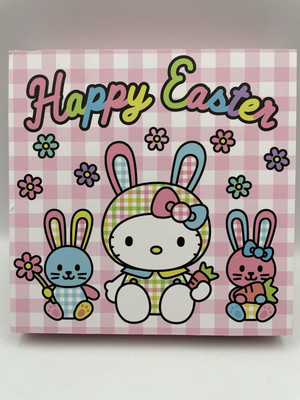 NEW 2024 Hello Kitty Happy Easter Bunny Pastel Gingham Sign Wall Decor