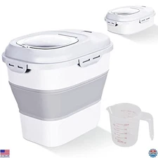 Collapsible 20-50 Lbs Cereal & Rice Storage Container with Wheels, Airtight Lid