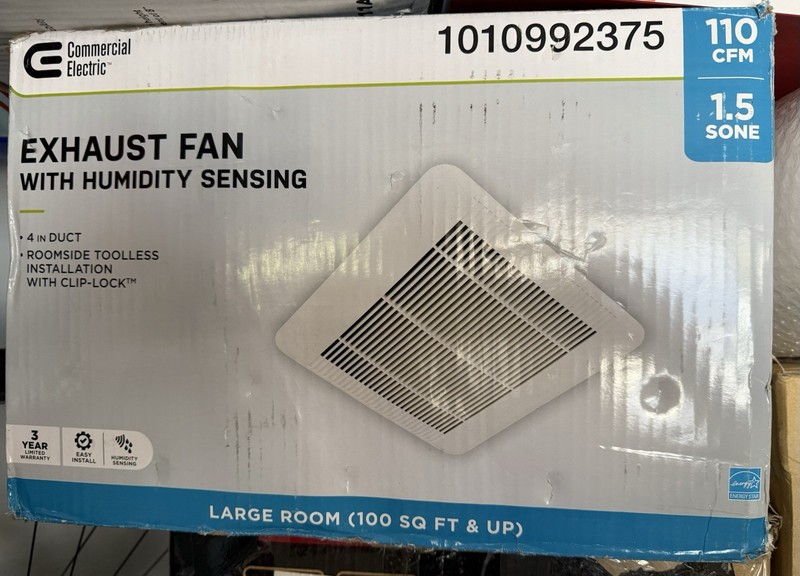 Commercial Electric 110 CFM 1.5 Sone Bathroom Exhaust Fan with Humidity Sensing