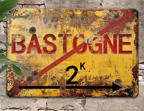 NEW 2D 8x12 Vintage WW2 Bastogne Battle of The Buldge European Metal Street Sign