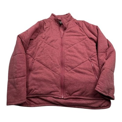 Three Dots Quilted Chevron Zip Up Jacket Rose Pink Size Medium