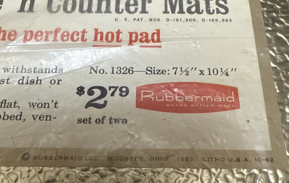Alfombrillas Rubbermaid Table 'n Counter resistentes al calor nuevas en paquete 1962 Nº 1326 beige 7,5” X 10,25” Foto 2 de 4