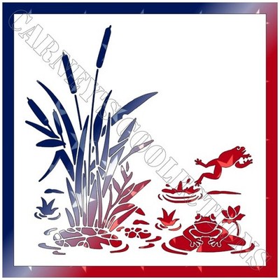11''x11'' Clear Plastic Stencil - Frog Pond  (RA29) (.007'')*****