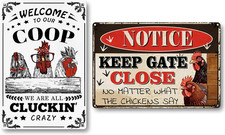 Chicken Signs 2 Pack-Metal Chicken Signs for Coop Funny Outdoor,Chicken Sign Dec