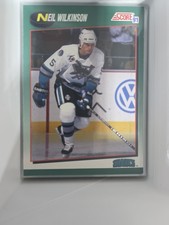 1991 Score Neil Wilkinson #8T San Jose Sharks Rookie Hockey Card. rookie card picture