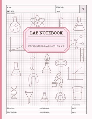 Lab Notebook: 5x5 Quad Ruled Graph Paper for Biology, Chemistry, Physics. Femini