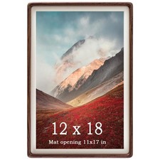 12x18 Natural Walnut Wood Frame with Mat, Wall Mount for 11x17 Image