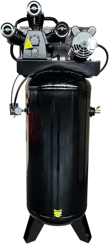 220V 5 HP Air Compressor 60 Gallon Vertical ASME Tank 1 Phase One-Stage 16CFM