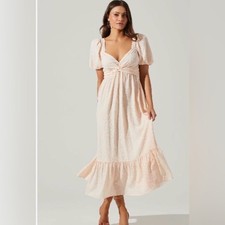 NEW ASTR the Label Tie Peach Cream Puff Sleeve maxi  Dress Size xl