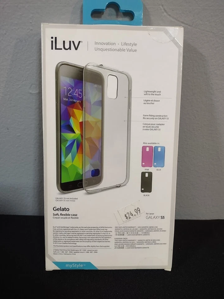 Funda protectora para teléfono celular iLuv New York Gelato suave flexible negra Samsung Galaxy S5 Foto 3 de 4