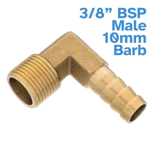 Elbow Brass 3/8 In End A Diameter Crimp & Hose Barb Fittings 3/8 HOSE BARB ELBOW 90 DEGREE Brass Pipe Fitting UNION Gas Fuel Water Air Hose Barb-to-NPT Elbow Brass Crimp - Foto 2