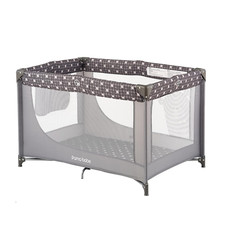 Grey Portable Baby Playpen with Mattress  Carry Bag - Travel-Friendly Crib