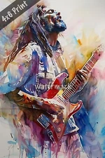 Jesus at the Jazz Festival watercolor Art 4x6 Print