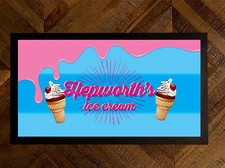 Personalisierte Eiswagen Theke Matte - Blaue & Rosa Eisparlor Matte