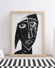 Abstract Cubist Portrait, Printable Wall Art, Trendy Modern
