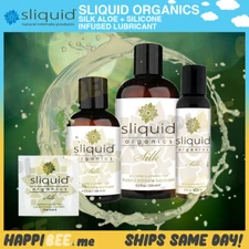 Sliquid Organics Silk Water Lubricant🍯ALOE REAL FEEL Glide Hybrid Silicone Lube