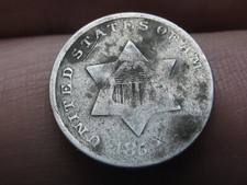 1852 Three 3 Cent Silver Trime- 3CS, VG Details